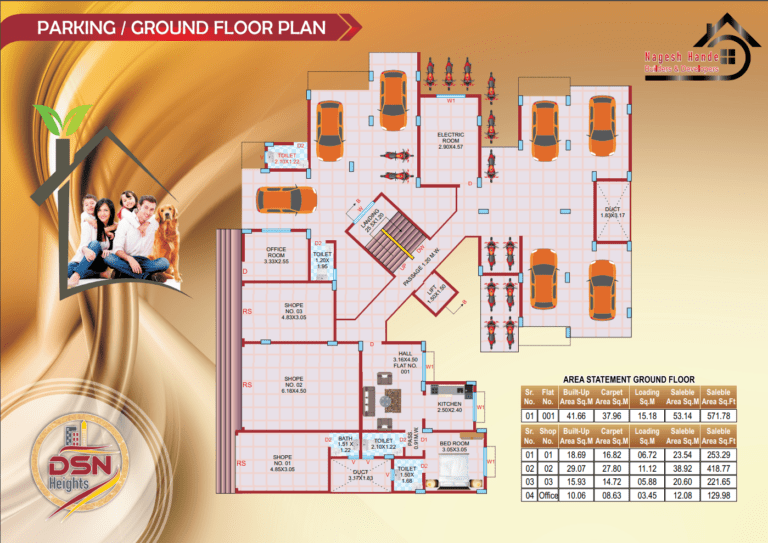 Ground floor parking plan at DSN Heights, Sawarde.